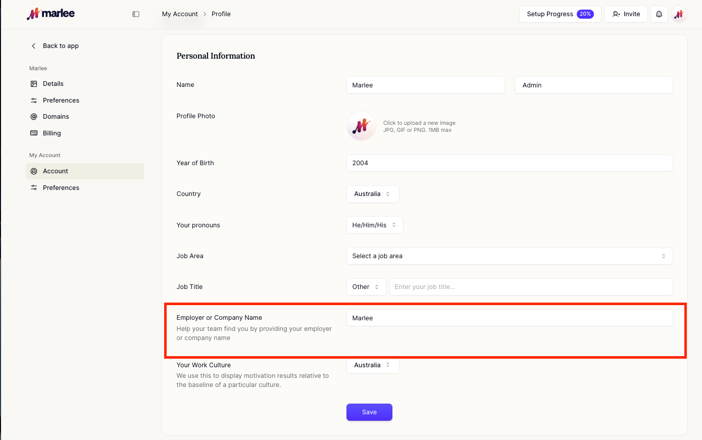 Write your company name in the Employer or Company Name Field